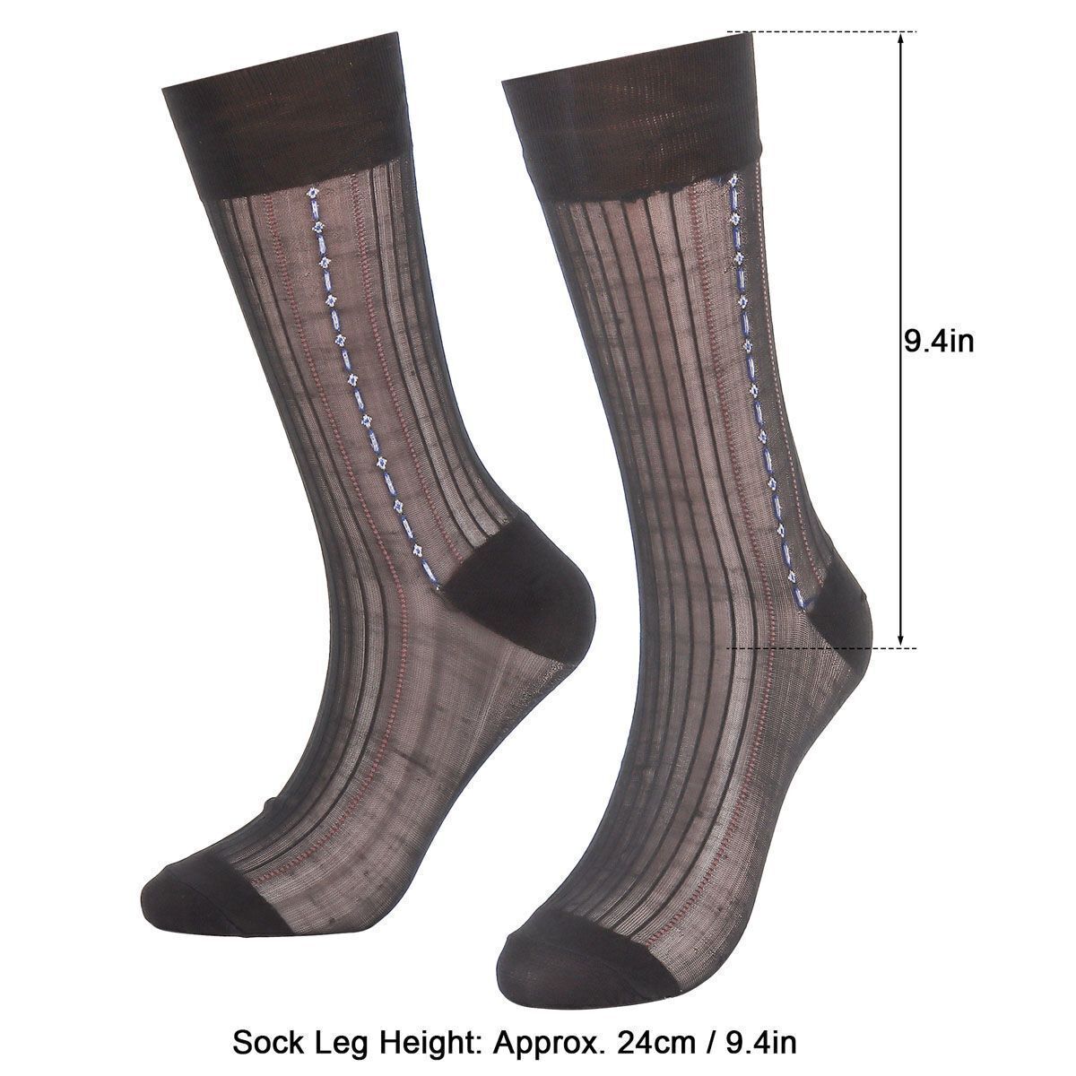 1/3/5 Pairs Men Ultra Thin Dress Socks Silk Sheer Business Work Socks Soft Nylon