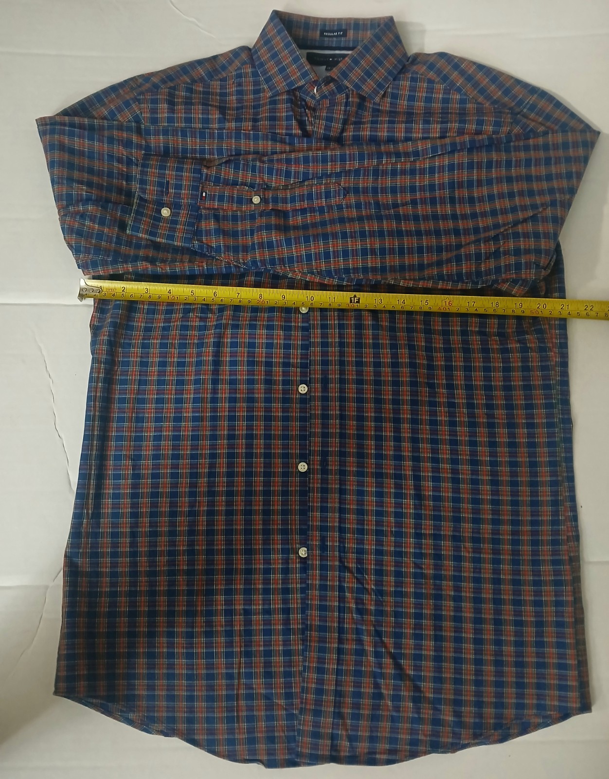 Tommy Hilfiger Plaid Dress Shirt Regular Fit Long Sleeve 14.5 32/33