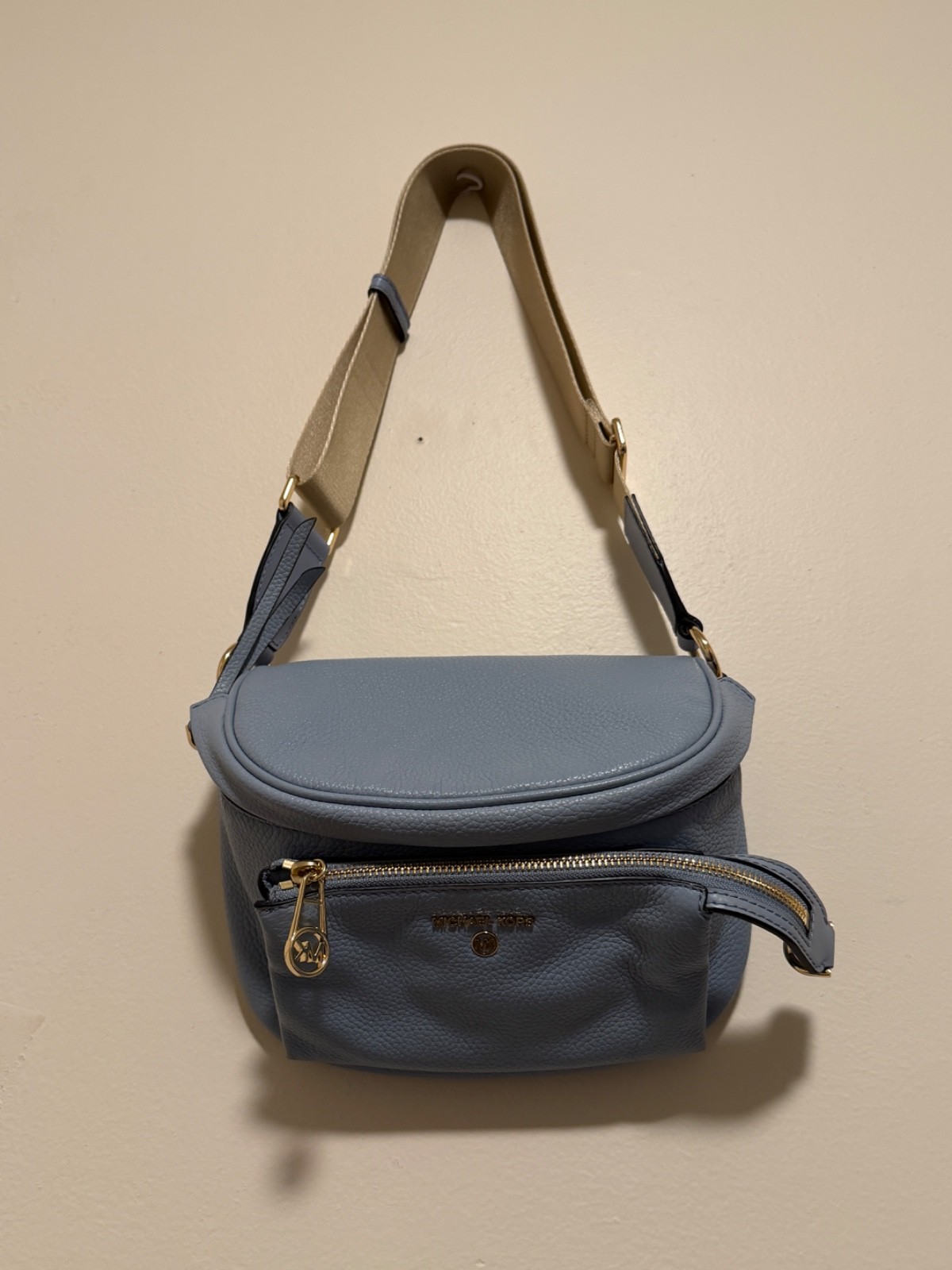 Michael Kors Slater Powder Blue Pebbled Leather Belt Bag Fanny Pack