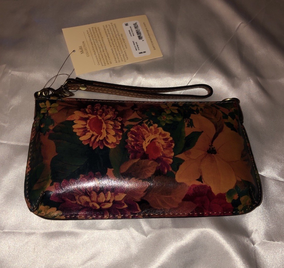 Patricia Nash Laurina Leather Wristlet Crossbody Multi Print Multi Color NWT