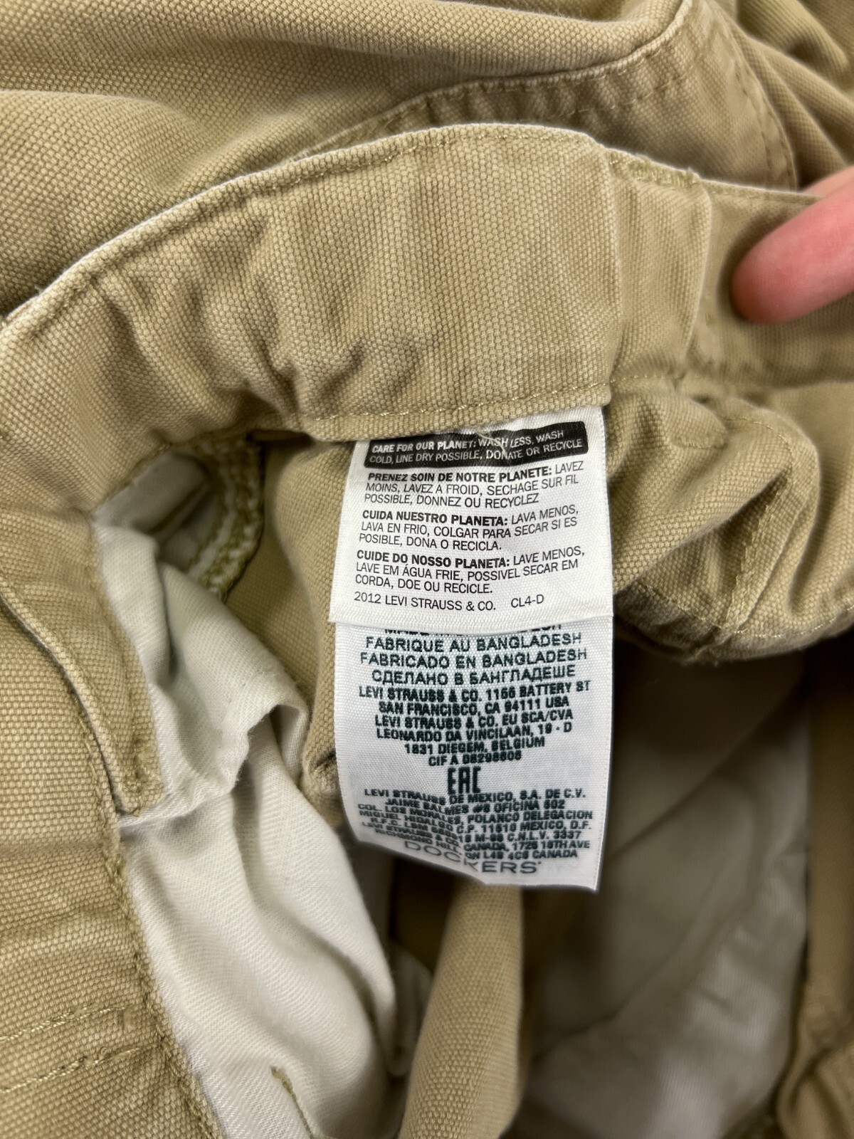 Dockers Pants Mens 38 Beige Cargo Pockets 100% Cotton DUCK Camping Outdoor