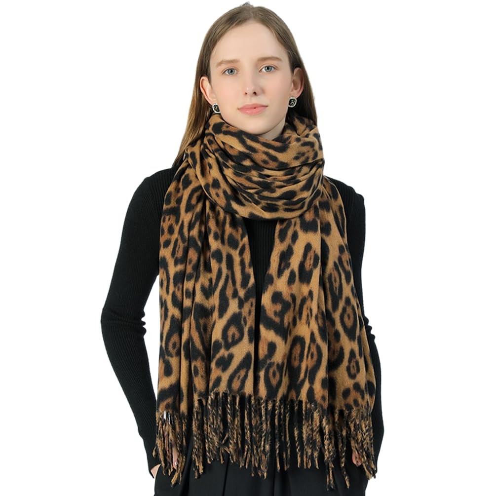 Classic Leopard Print Scarf Winter Warm Animal Soft Cashmere Blanket Wrap