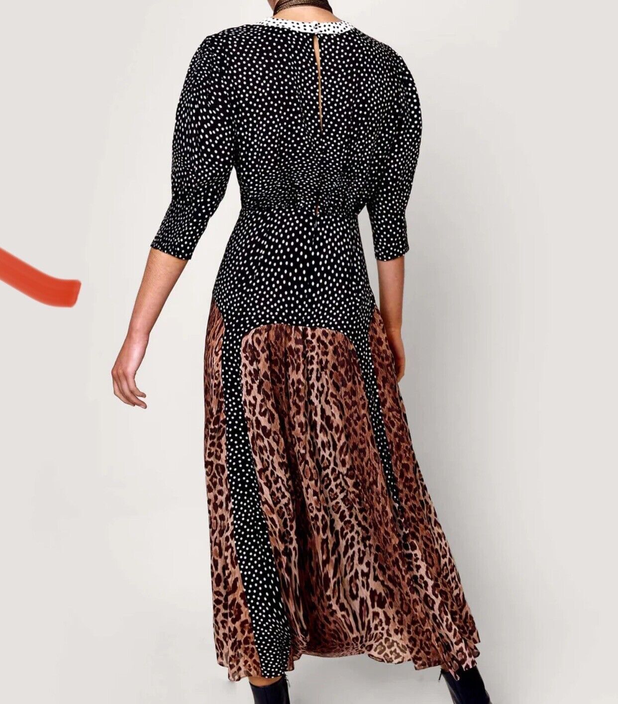 New Rixo Meg Leopard Polka Dot Short Sleeve Midi Dress XXS XS S M L XL 2XL 3XL