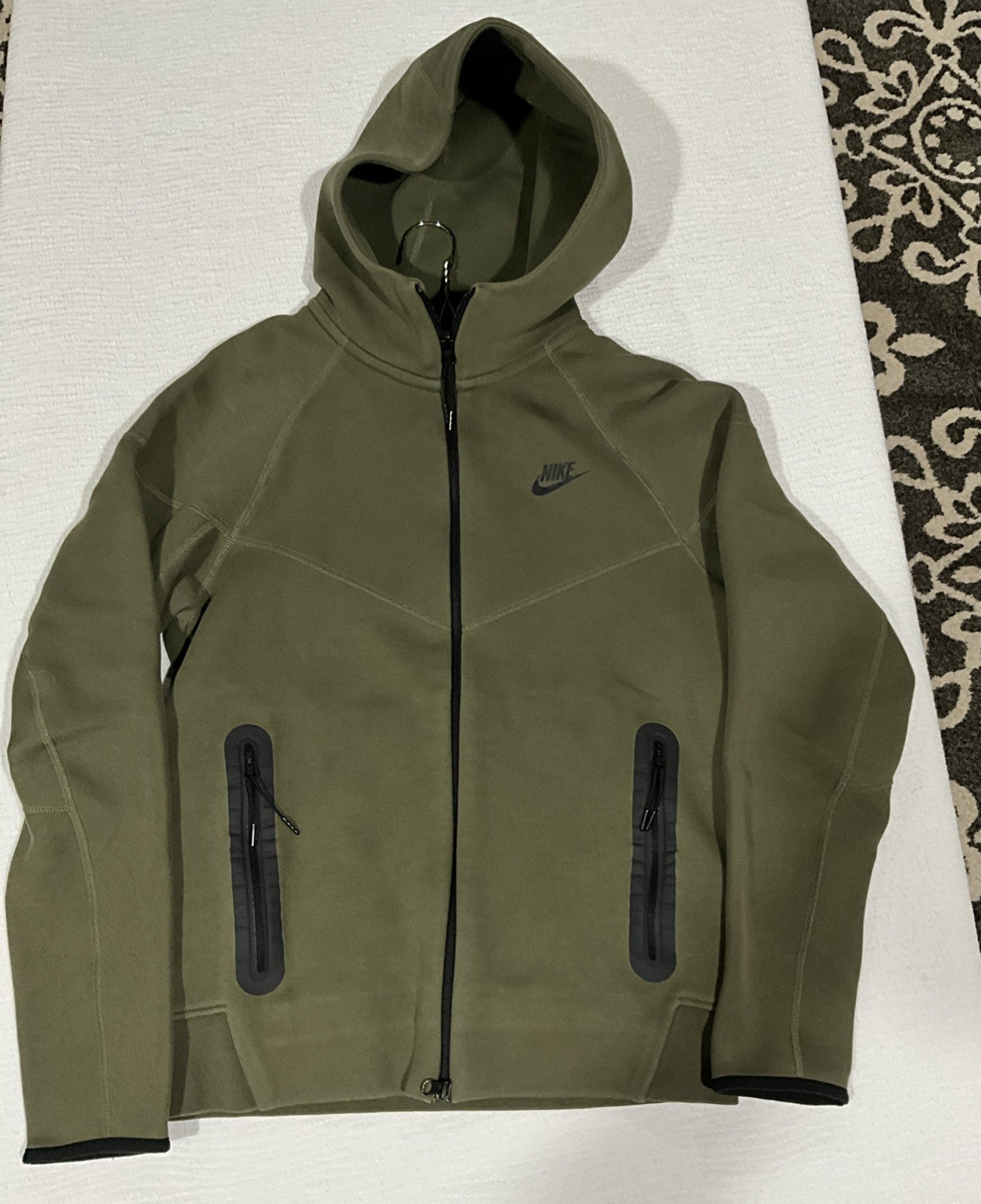 Nike Tech Fleece Olive Green Zip-up Sweatshirt Mens Small Pre-Owned!