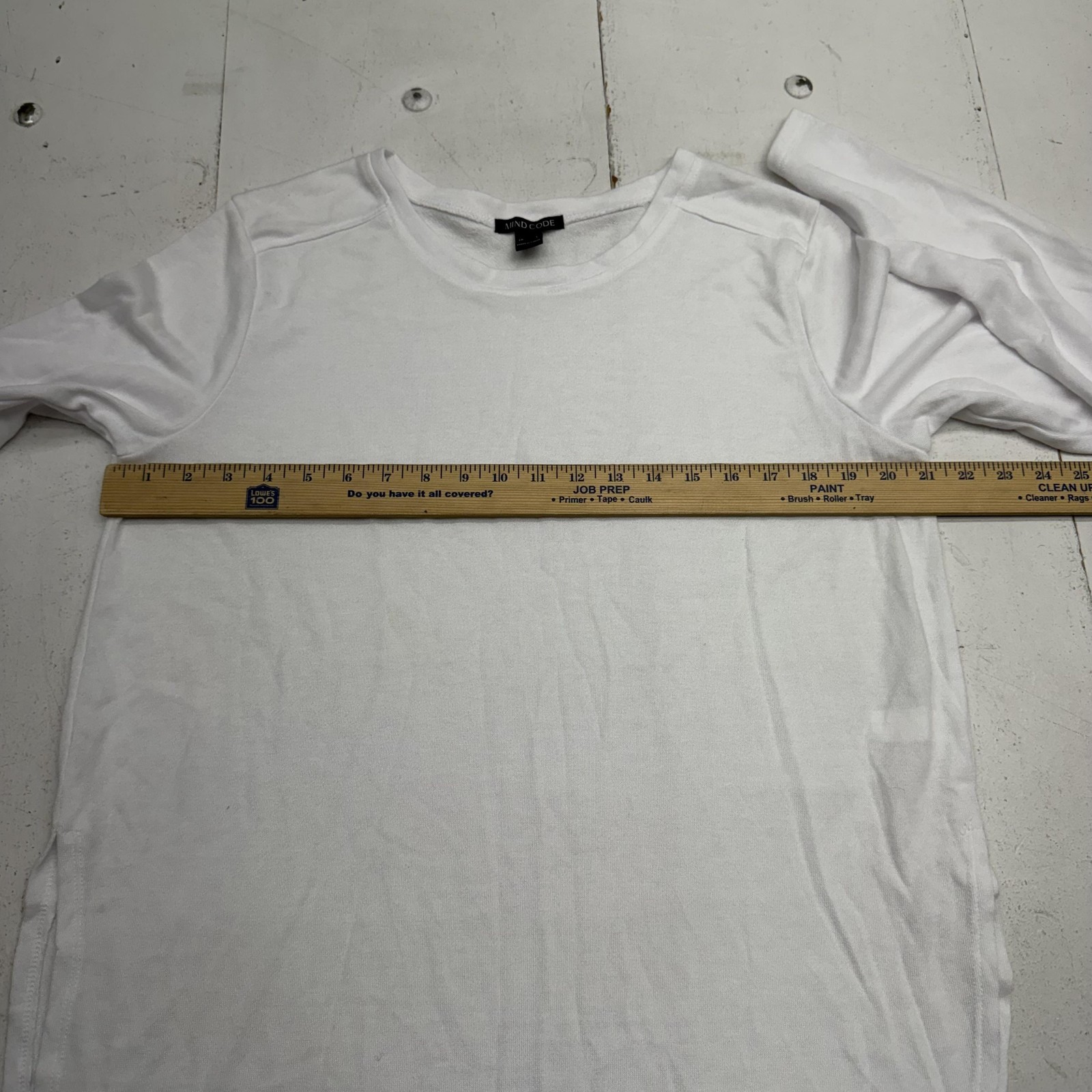 Mind Code T-Shirt Womens L White Crew Neck Long Sleeve Lightweight Tunic Jersey