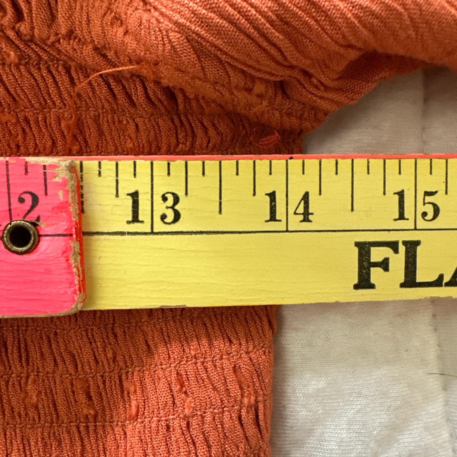 Vintage Nostalgia Top Medium Rust Orange Smocked MilkmaidRetro Y2K Boho