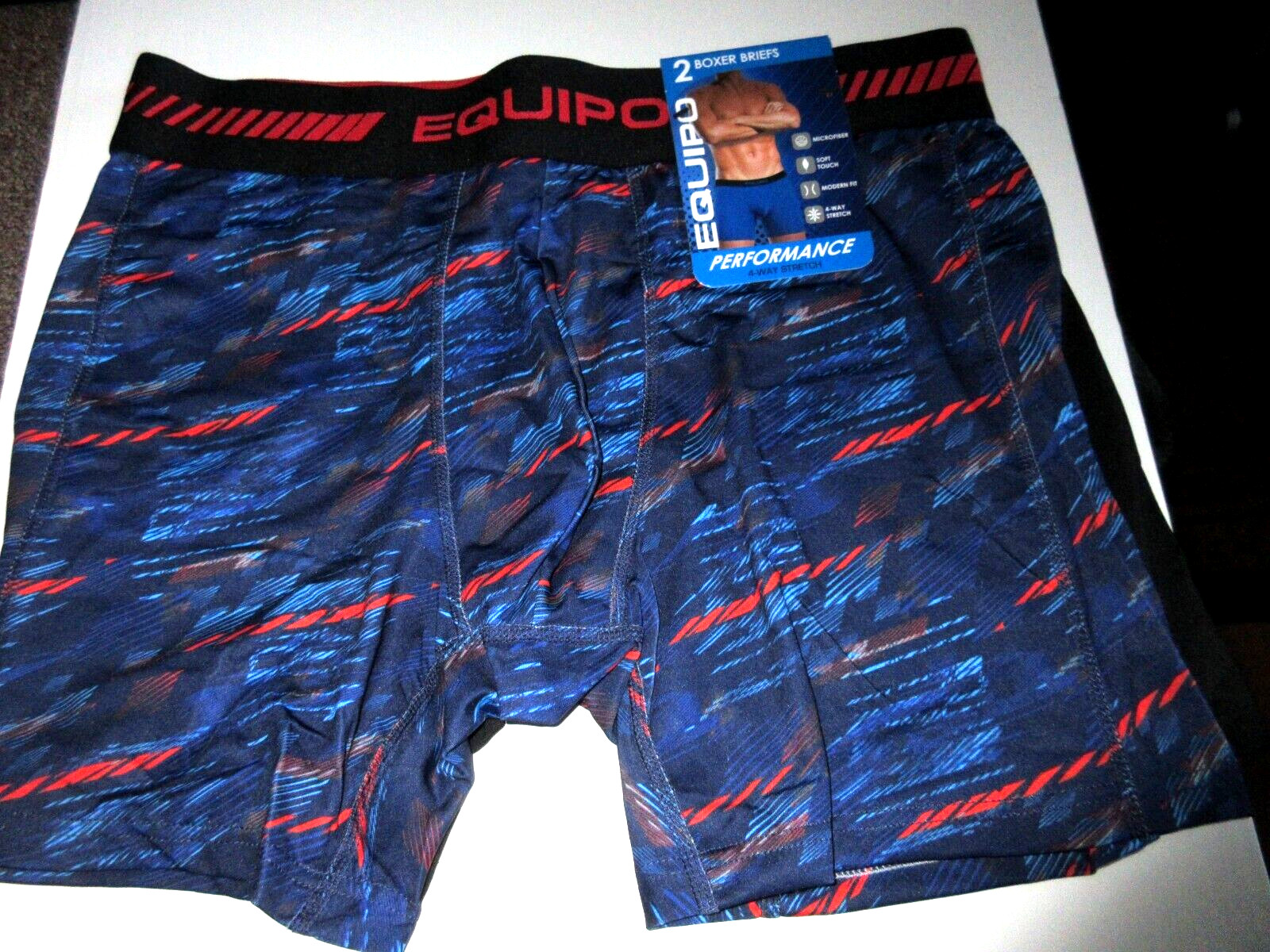2 Pack Equipo BOXER BRIEF Underwear Performanc Microfiber Stretch Blue mens ~ S