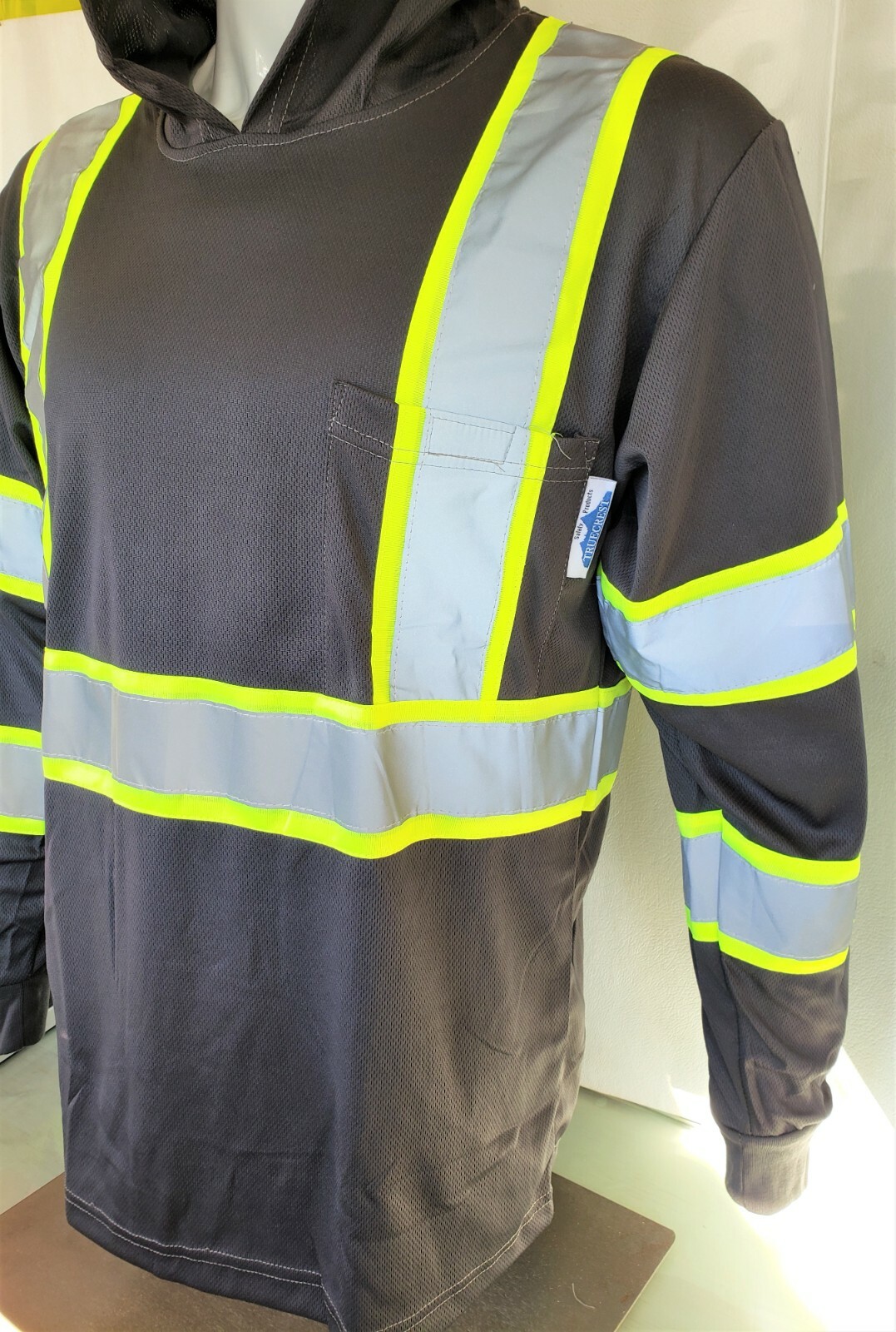 Gray High Visibility Reflective,Safety Shirt with hoodie / HOODIE SHIRT