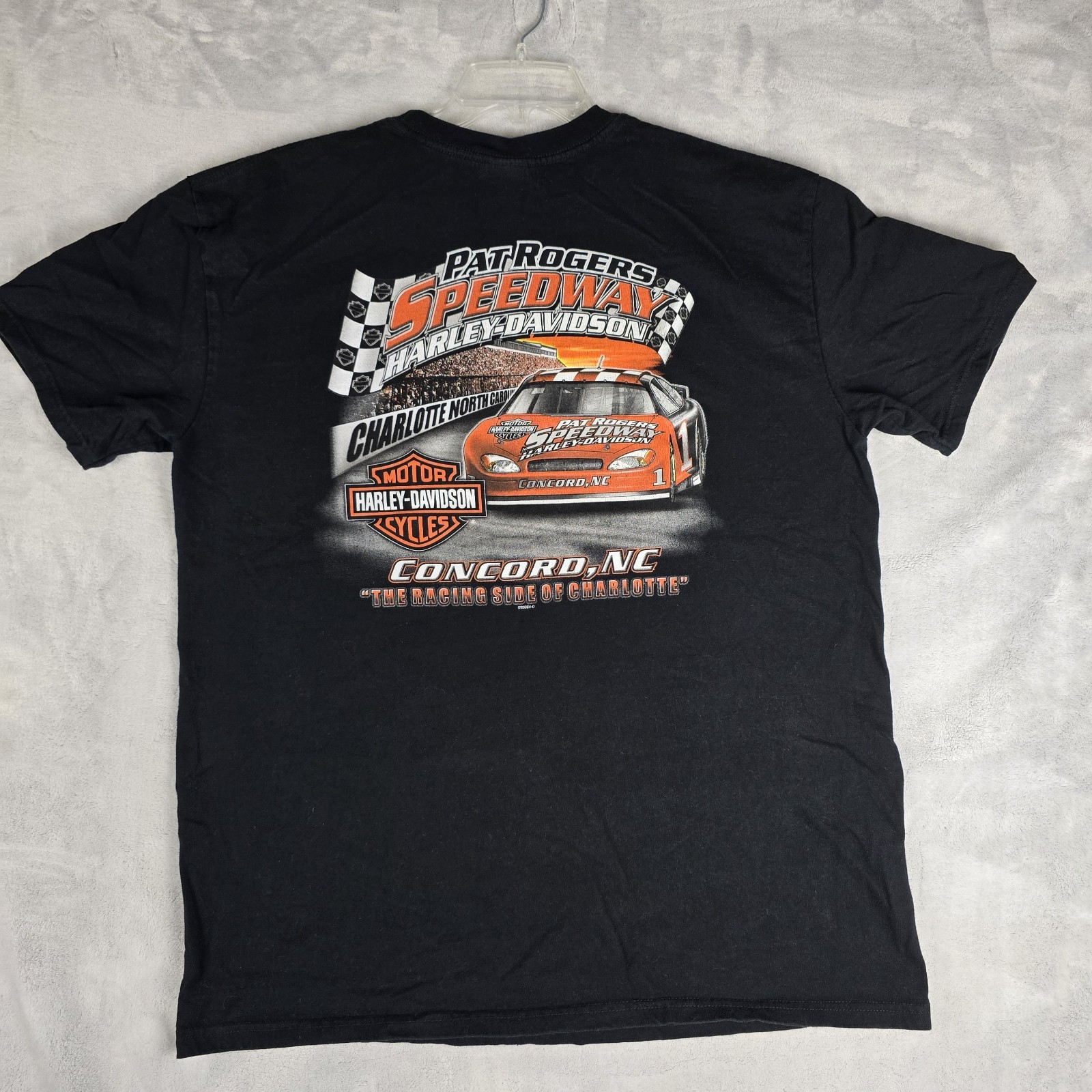 Harley Davidson Pat Rogers Speedway Tee Shirt Black Concord NC XL 2009