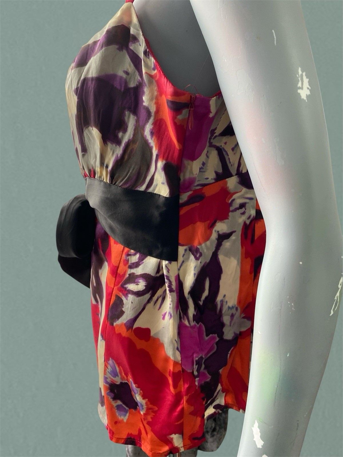 Monsoon Vintage Floral Silk Camisole Top UK 14 Multi-Colored Tie Waist