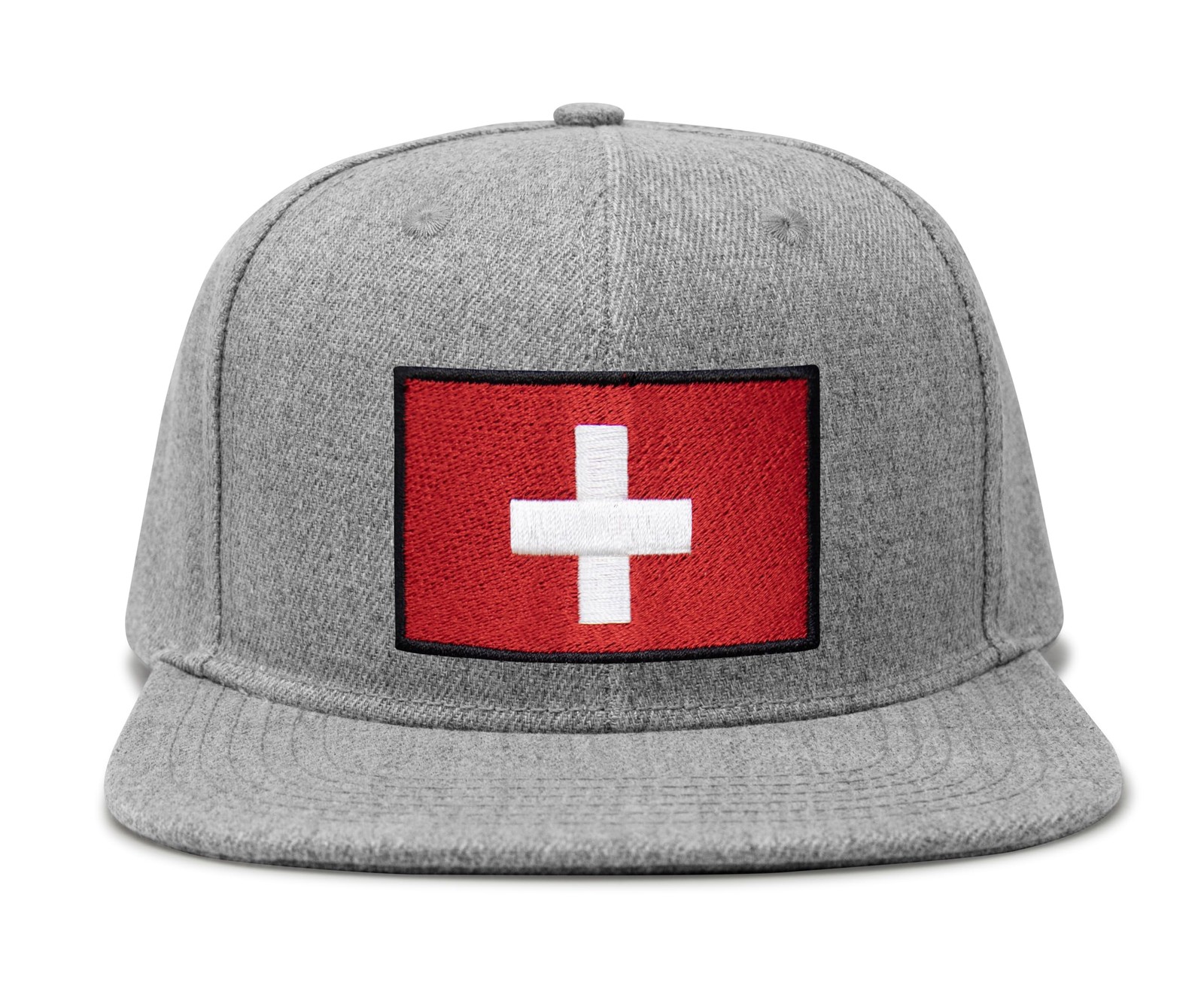 Swiss Flag Hat for Men Women – Snapback Trucker Baseball Cap (Grey Flatbill)