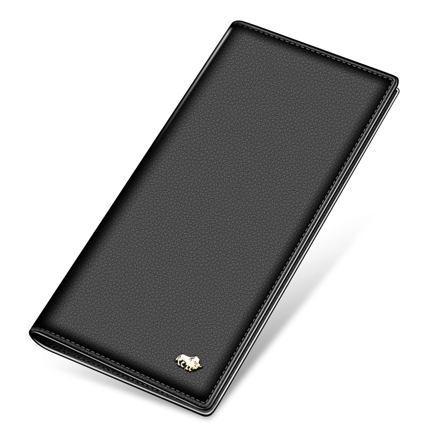 BISON DENIM RFID Bifold Wallets Slim Credit Card 7.5 x 4 x 0.6 inches, Black