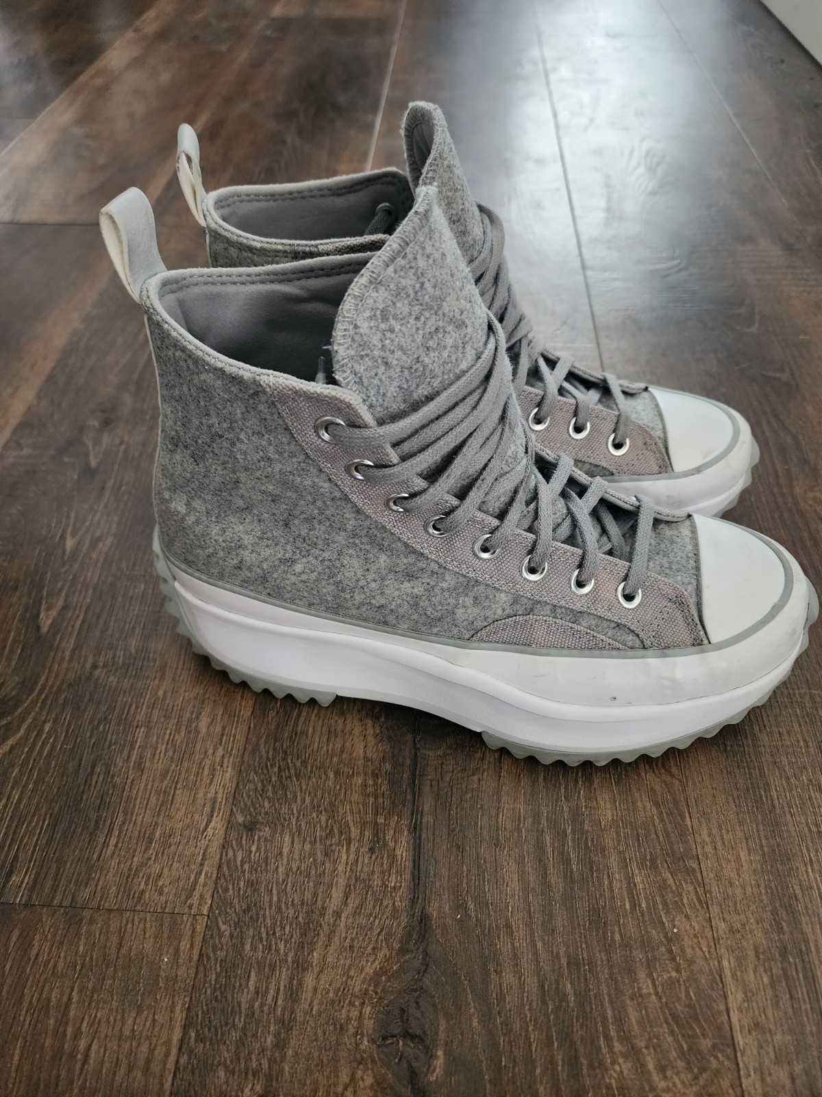 Converse Run Star Hike High Top Sneaker Black Ice Ash Stone Gray White Lace