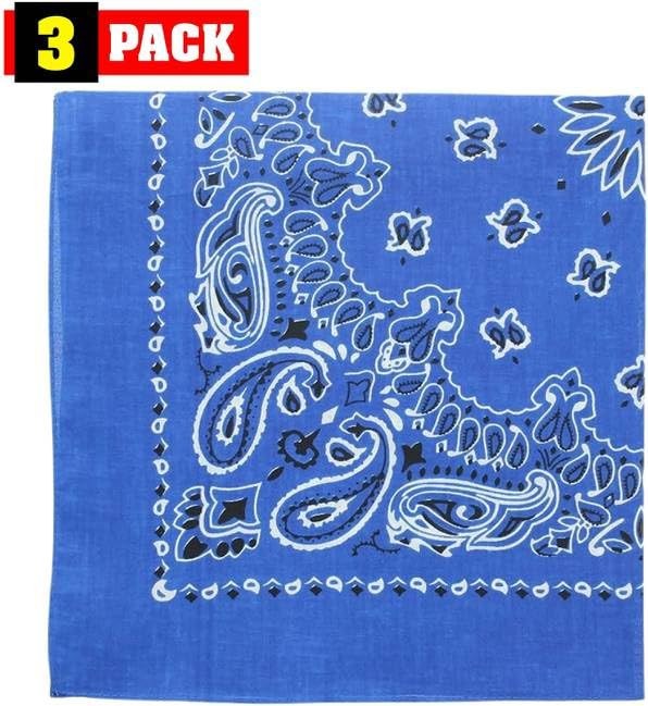 Trainmen Paisley Bandanas Head Scarf Do-rag 100% Cotton Bandanna 22″ x 22″ 3Pack