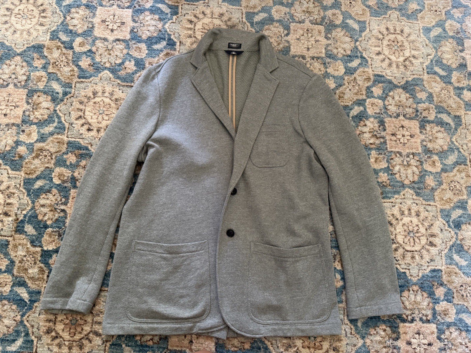 Faherty Men’s Inlet Knit Blazer Olive Brush Melange, Size Large