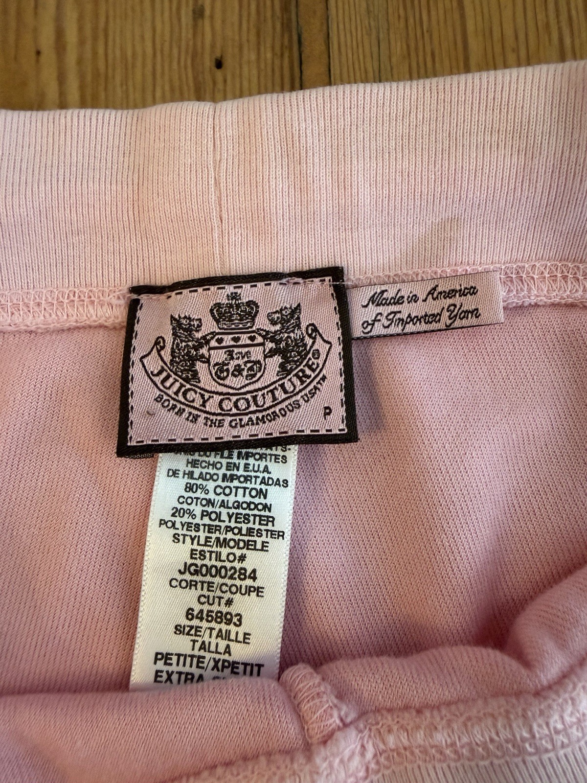 Vintage Juicy Couture Pink Terry Cloth Track Pants Y2K Made In USA Petite XS