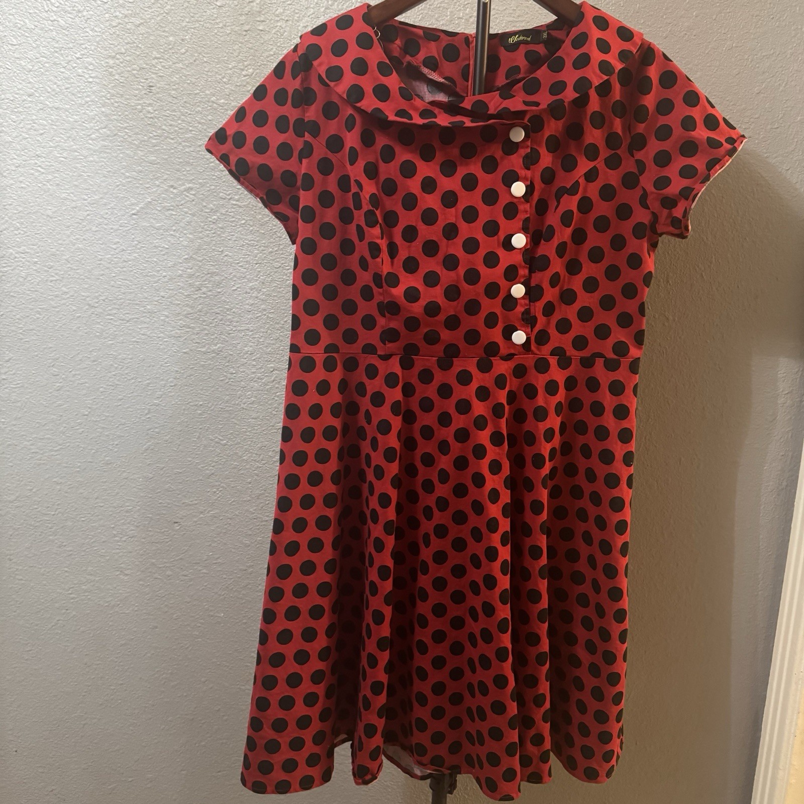 Wedtrend Women’s Vtg Retro Look Swing Dress red black Polka