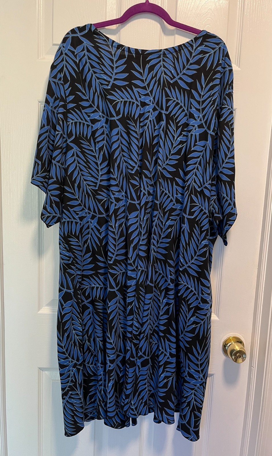Blue Tropical Ferns Lightweight 100% Cotton Tunic Dress Size 6X Making it Big