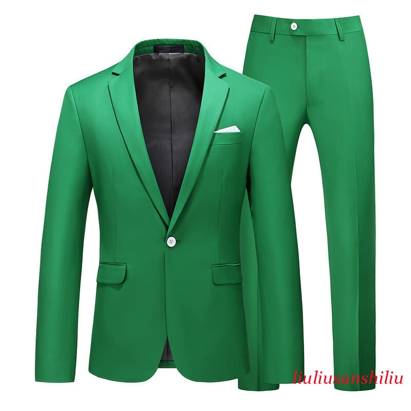 Men’s One Button Formal Suits 2pcs Blazer Jacket Pants Slim Party Grooms Wedding