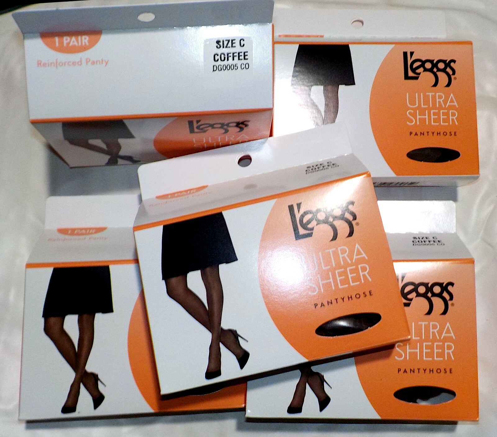 5-Pair New Hose Pantyhose L’eggs Ultra Sheer Reinforced-Panty DG0005 Coffee C