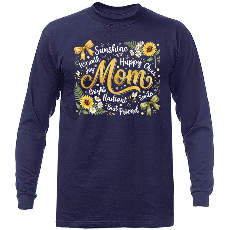 Happy Mom Sunflower Floral Mother’s Day Gift Unisex Long Sleeve Shirt