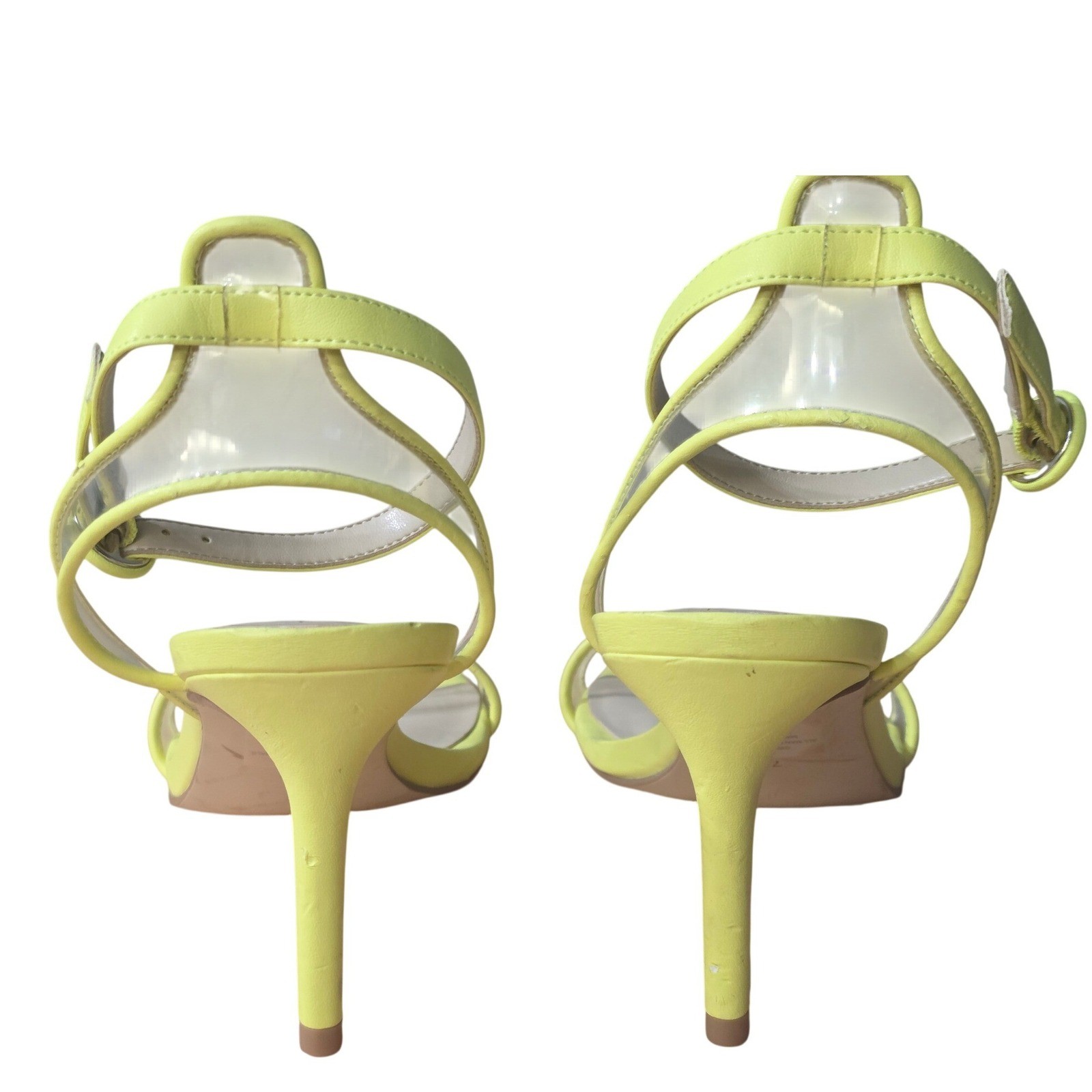 GUESS Neon Yellow & Clear Artula Sandal – Women 3.5″ inches Heels Size 7M