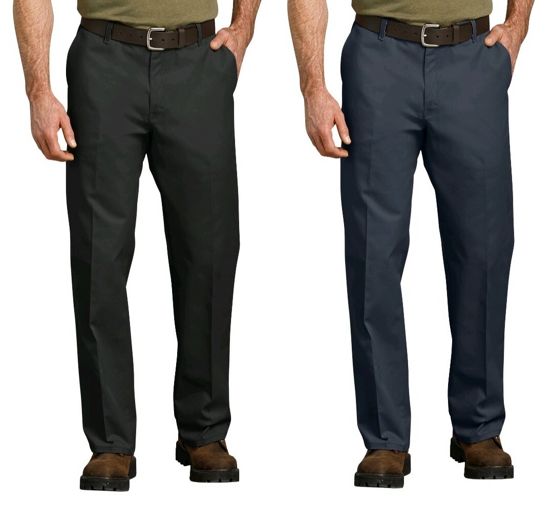 Dickies Men’s Work Pants Relaxed Fit Straight Leg Flat Front Dark Navy or Black