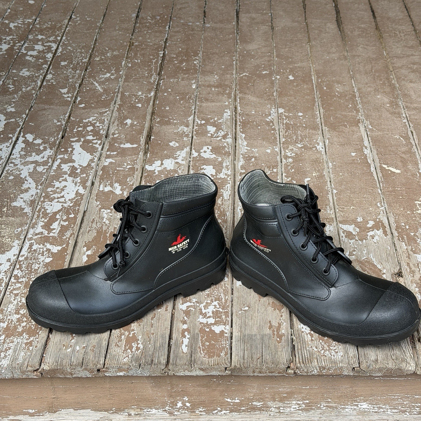 MCR Safety Work Boots Men’s Size 9 Black Rubber Lace Up Waterproof ASTM F2413-18