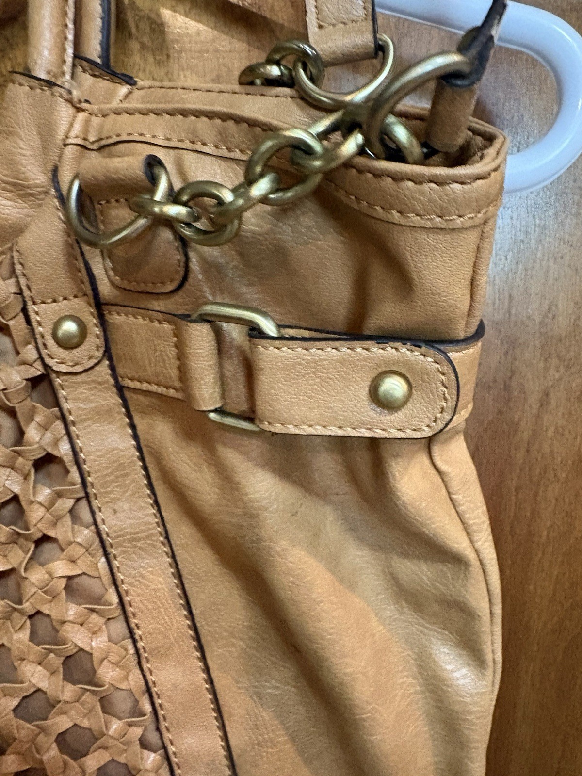 Nicole by Nicole Miller Tan Satchel Top Handle Bag Detachable Strap Magnetic