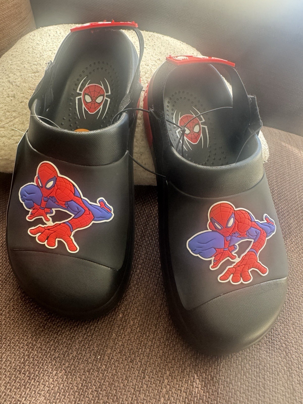 Ground Up Spider-Man Boys Clog Sandals, Slip-On Heel Strap, Black/Red/Blue 3
