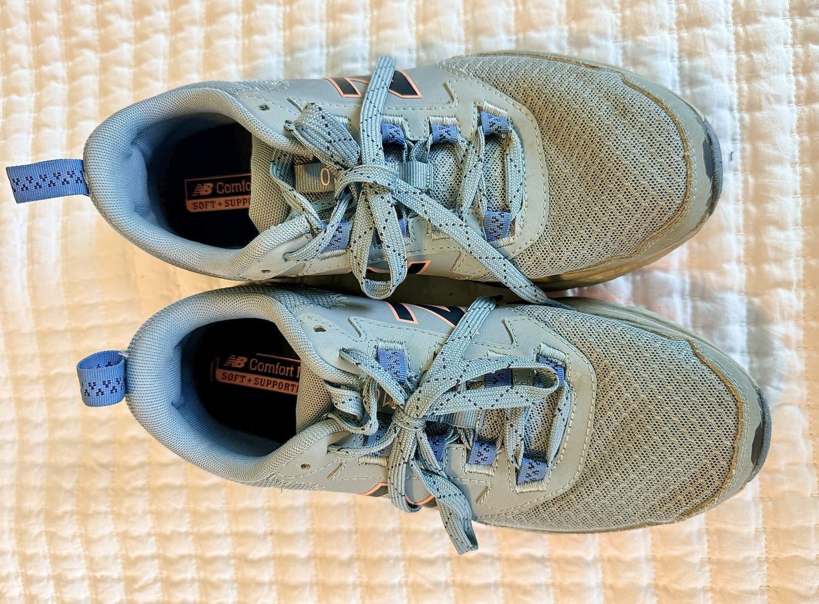 New Balance Trail Running Shoes Gray Blue Peach Comfort Breathable Toe Protect
