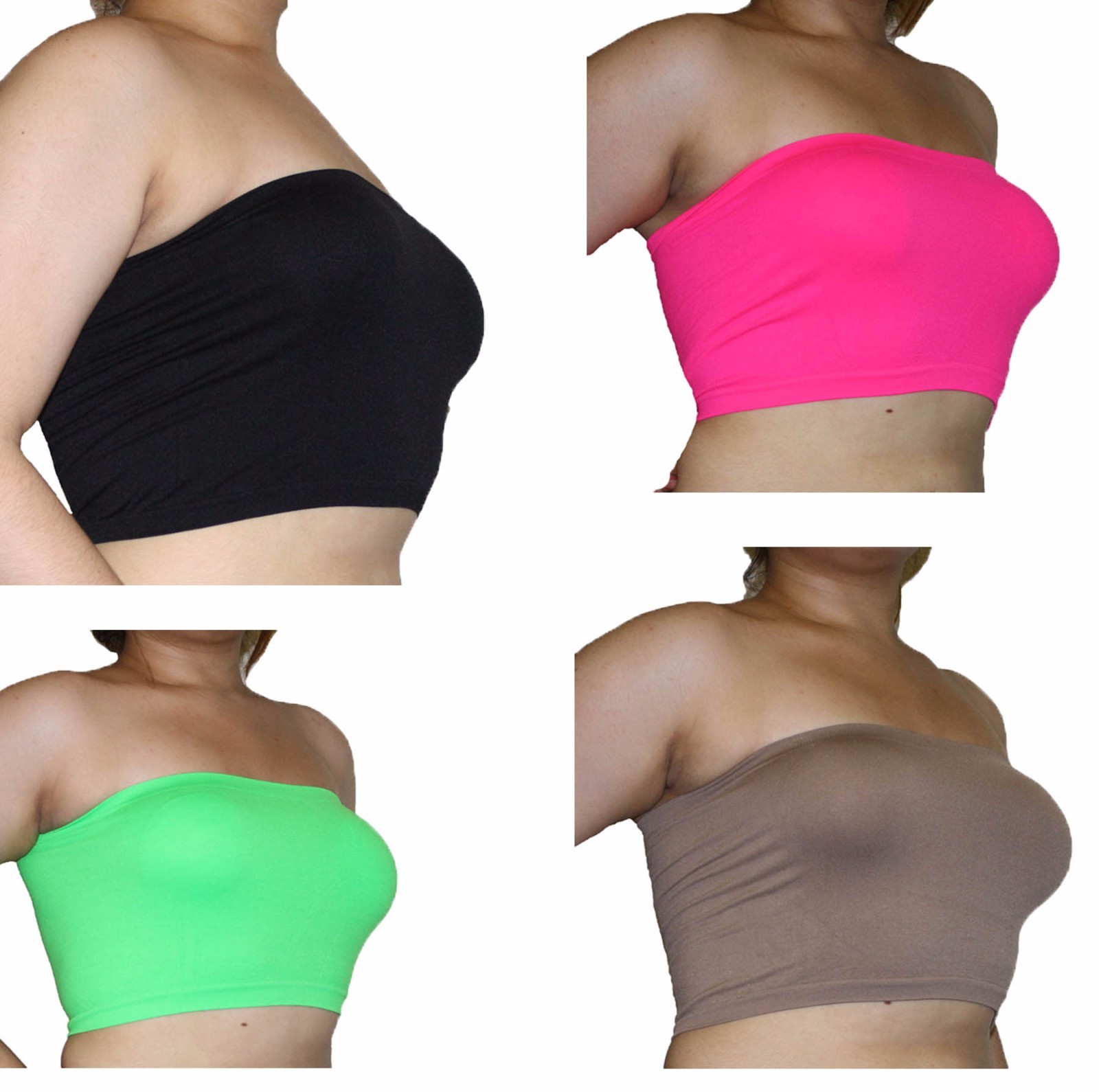 Womens Plus Soft Bandeau Bra Seamless Strapless Tube Top One Size Fits $5.99
