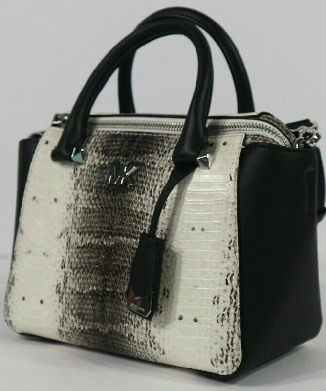 Michael Kors Nolita Mini Messenger Embossed Leather Natural/Black NWT$328.00