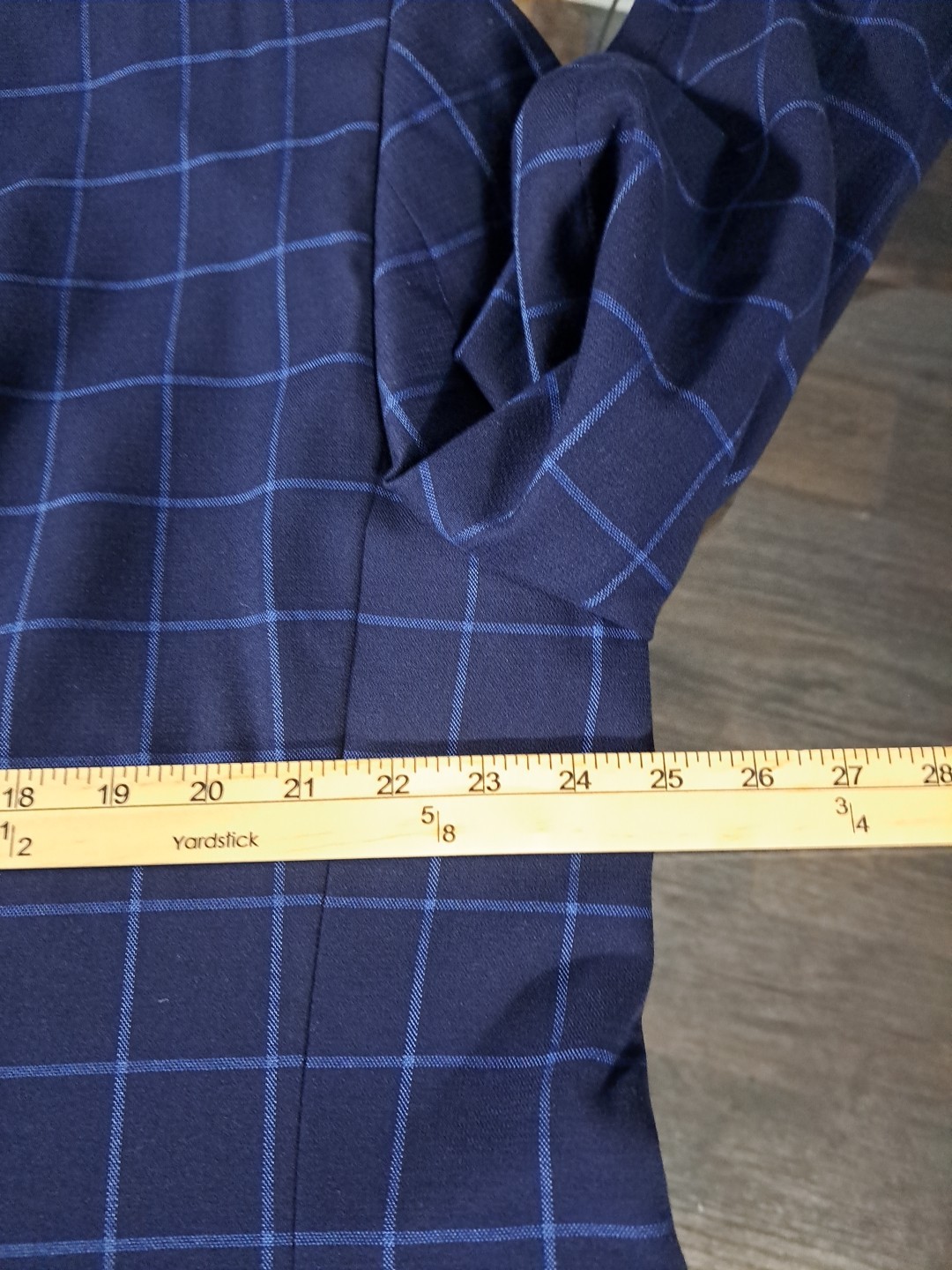 Lineage Performance Stretch Fabric Blue Windowpane 2pc Suit Mens 50R Pants W44