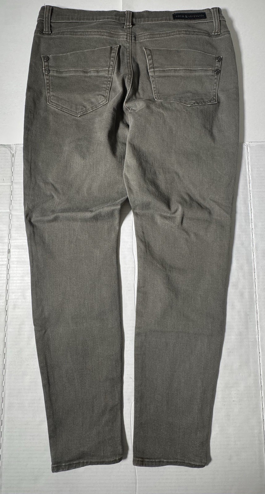 Pre Owned Excellent Rock & Republic Kashmiere Denim Jeans Olive Green Women 12 M