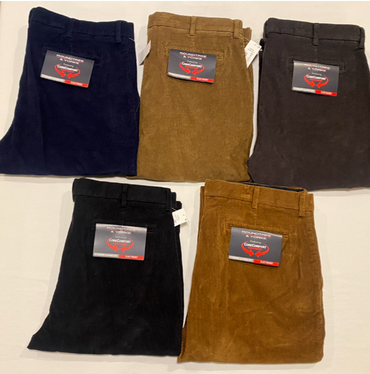 NWT-Round Tree & Yorke Men’s Stewart Classic Fit Flat Front Corduroy Pants
