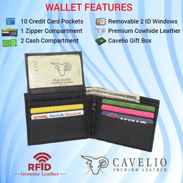 RFID Slim Front Pocket Wallets For Men – Genuine Leather Mens Bifold Wallet…