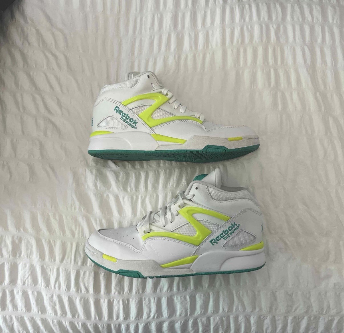 Reebok Pump Omni Lite ‘White Teal Solar Yellow’ US 8.5 Mens Sneakers