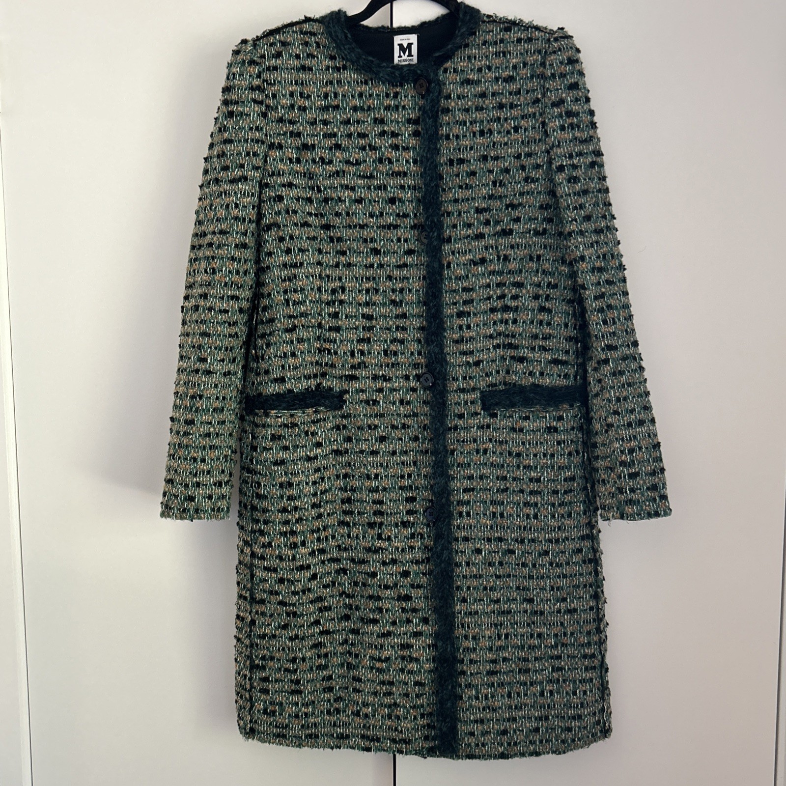 Missoni Women’s US Size 10 Green/Black Mid-Length Overcoat