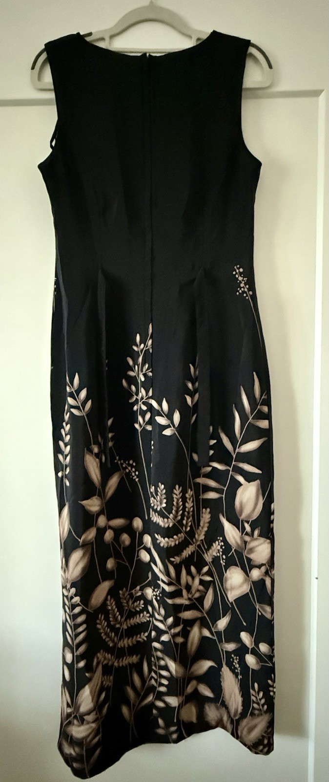 Vintage Norton McNaughton Black/Beige Floral A-Line Maxi Dress Size 6