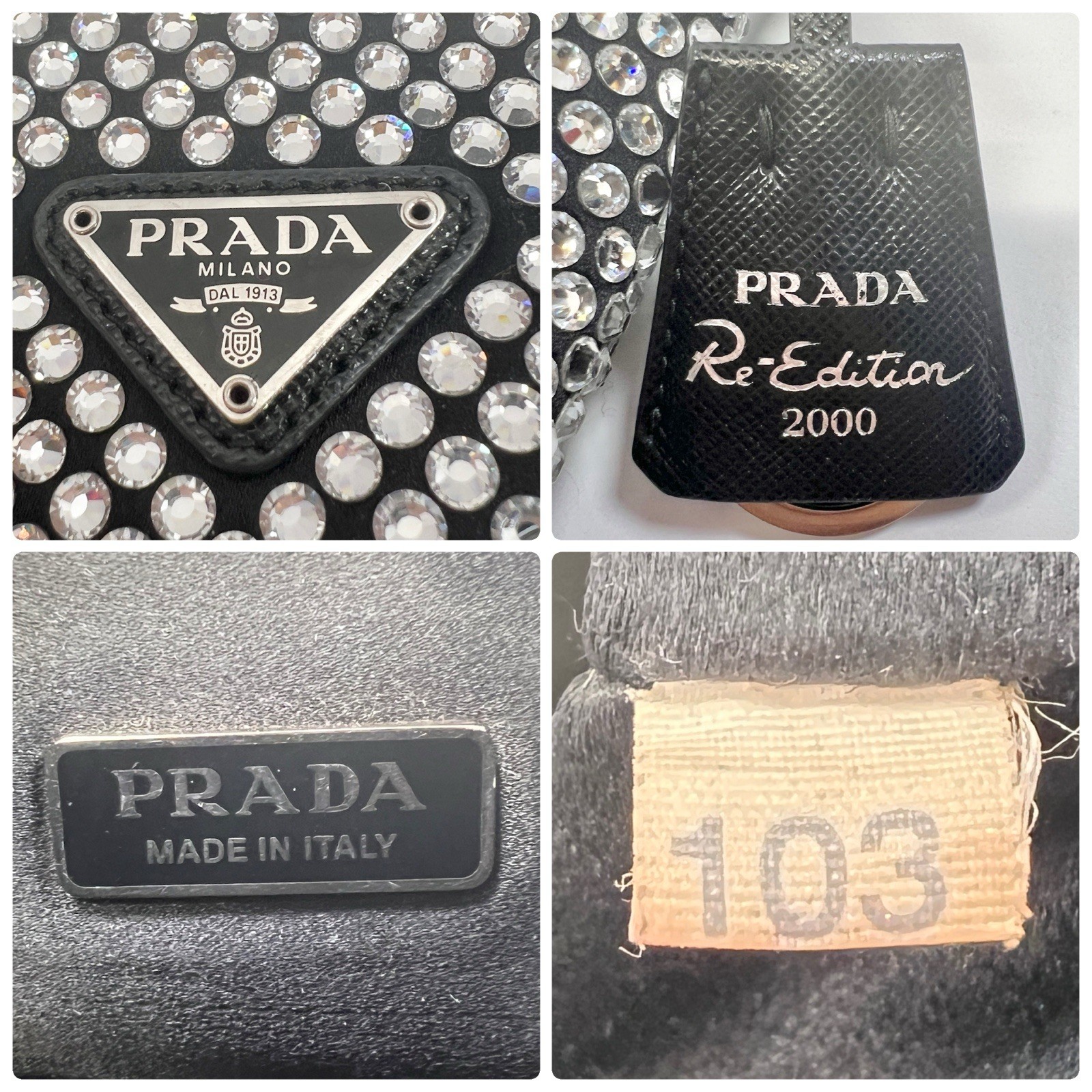 Prada Reedition Re edition 2000 Satin Hobo Mini Shoulder Bag Purse Crystal Gems