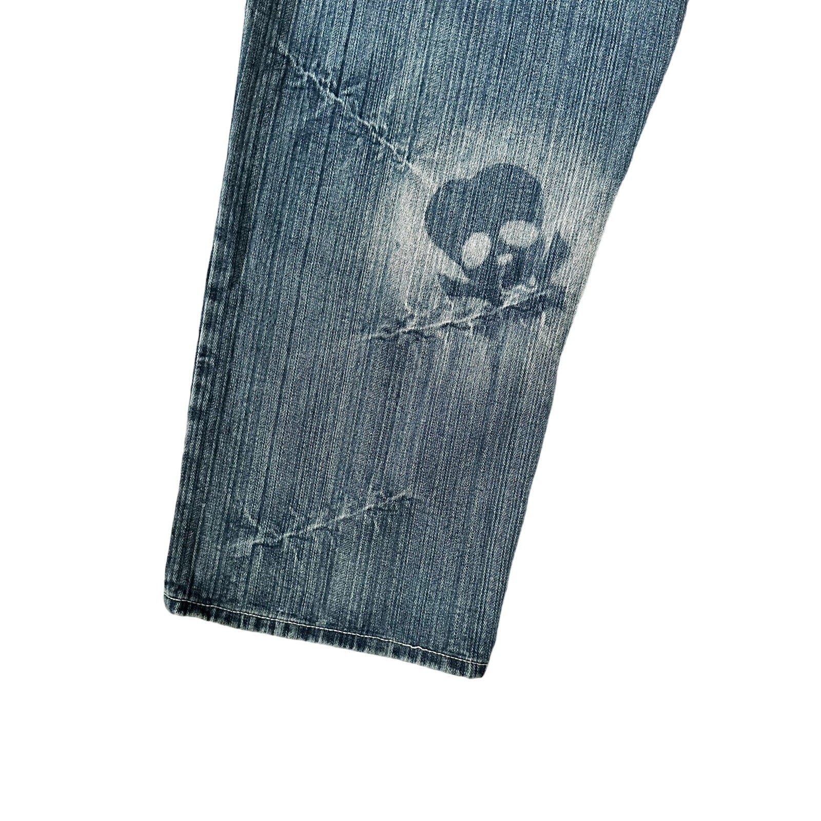 Muka Jeans Baggy Y2K Airbrushed Skull Stitches All Over Design Grunge Jeans 42