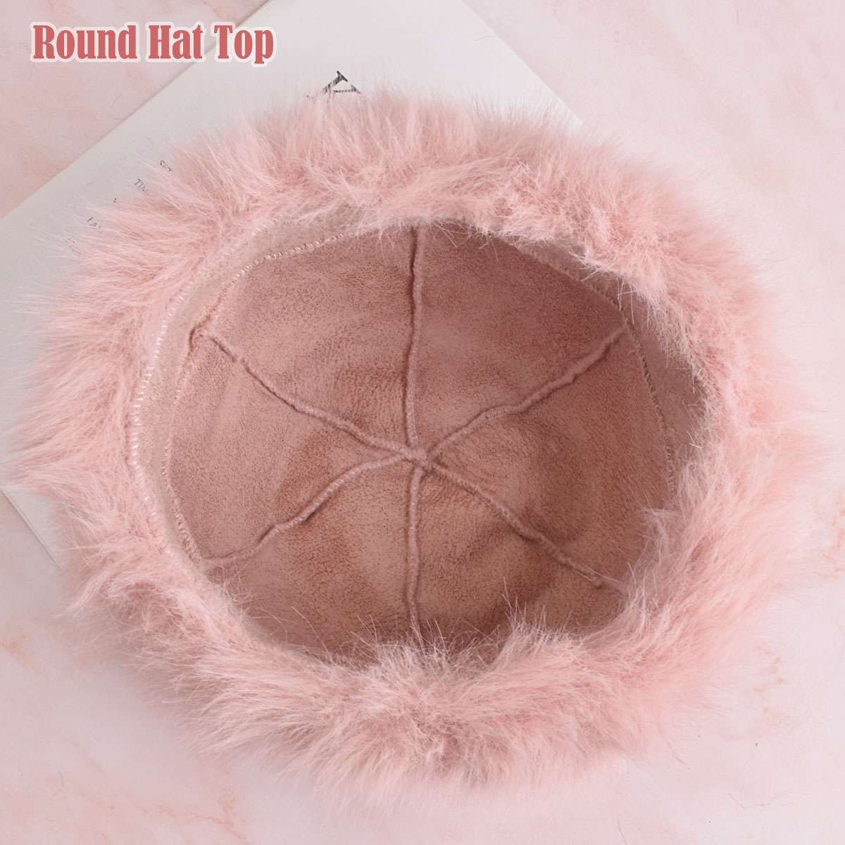 Winter Thickened Faux Fur Hat for Women Warm Plush Fluffy Outdoor Cap