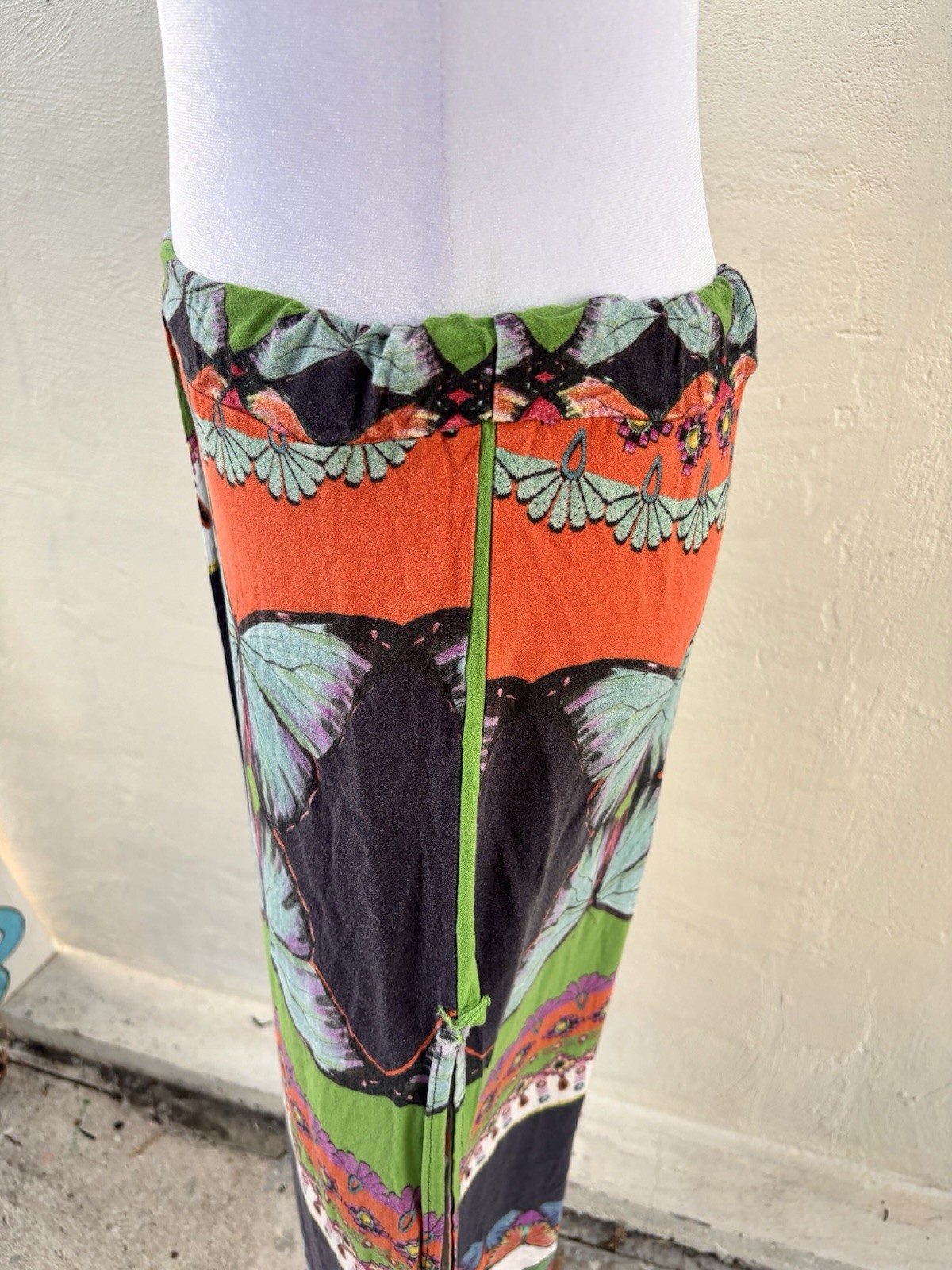 Farm Rio Multi-patterned Butterfly Print Long Maxi Skirt Drawstring Waist Size S