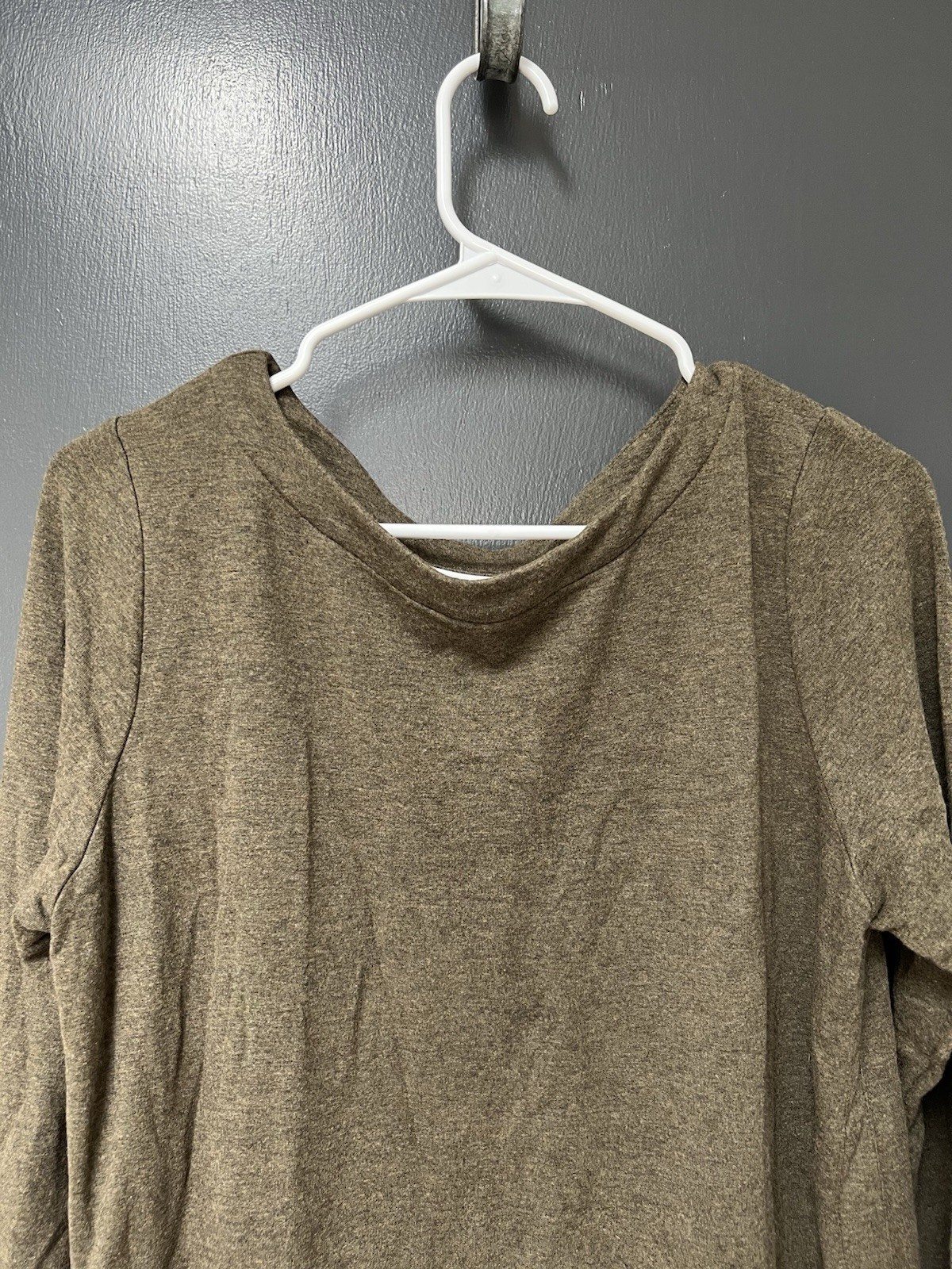 J Jill Brown Tunic Top Sizes M French Terry Knit Button Sides Long Sleeve