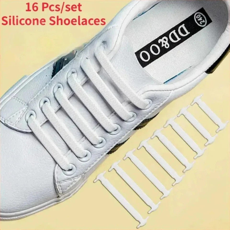 16Pcs Silicone No Tie Shoelaces Elastic Rubber Laces for Kids & Adults