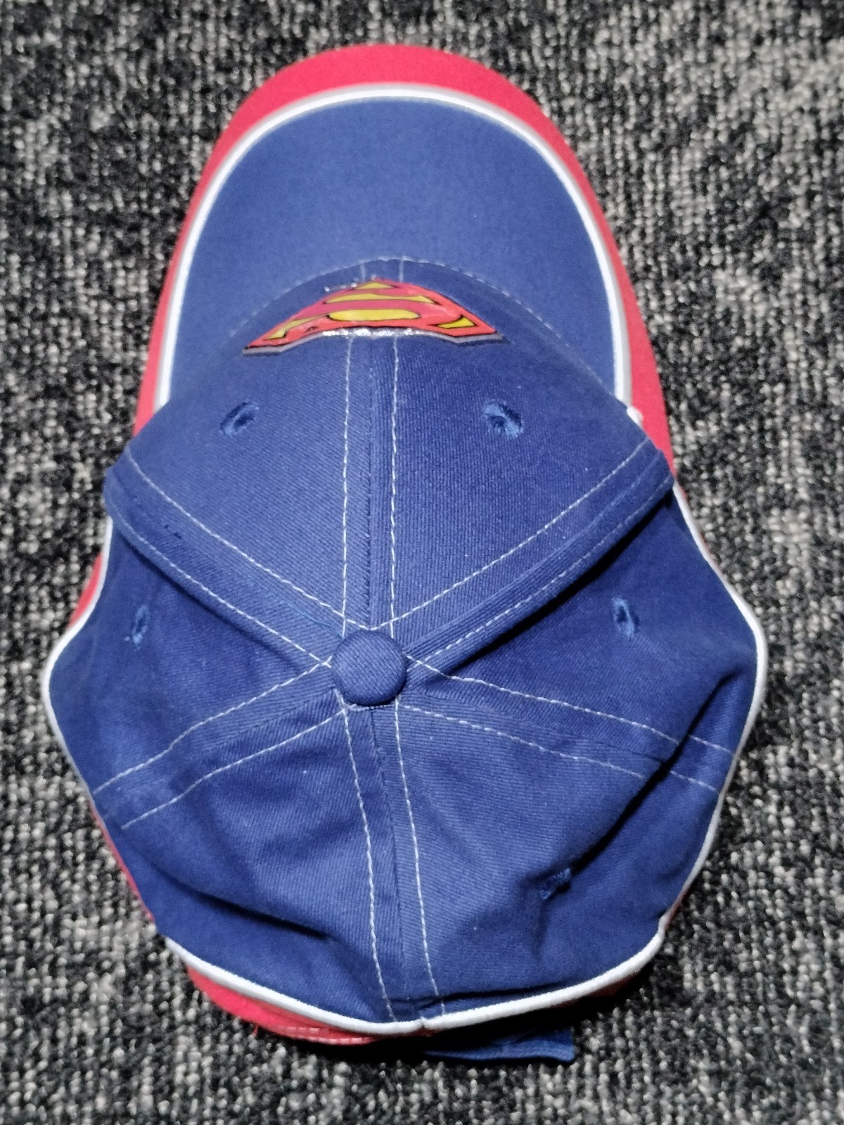 Superman Baseball Hat Cap Rare DC Comics VINYL BADGE Adjustable Red White Blue