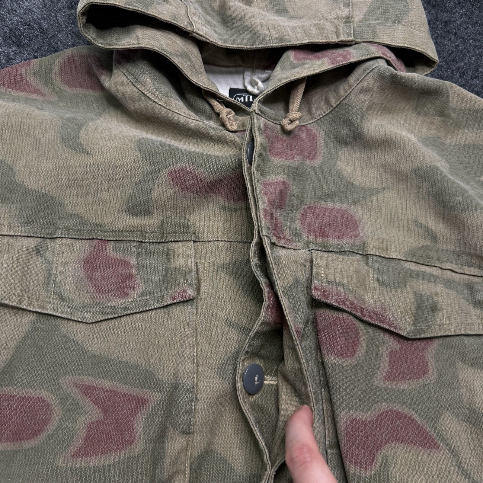 Vintage Mil-tec Sturm Australian Swamp Multi Camo Hooded Canvas Field Jacket LG
