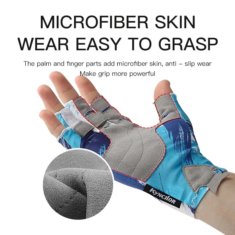 Men Women Fishing Gloves UV Protection Fingerless Gloves for Kayaking Paddling