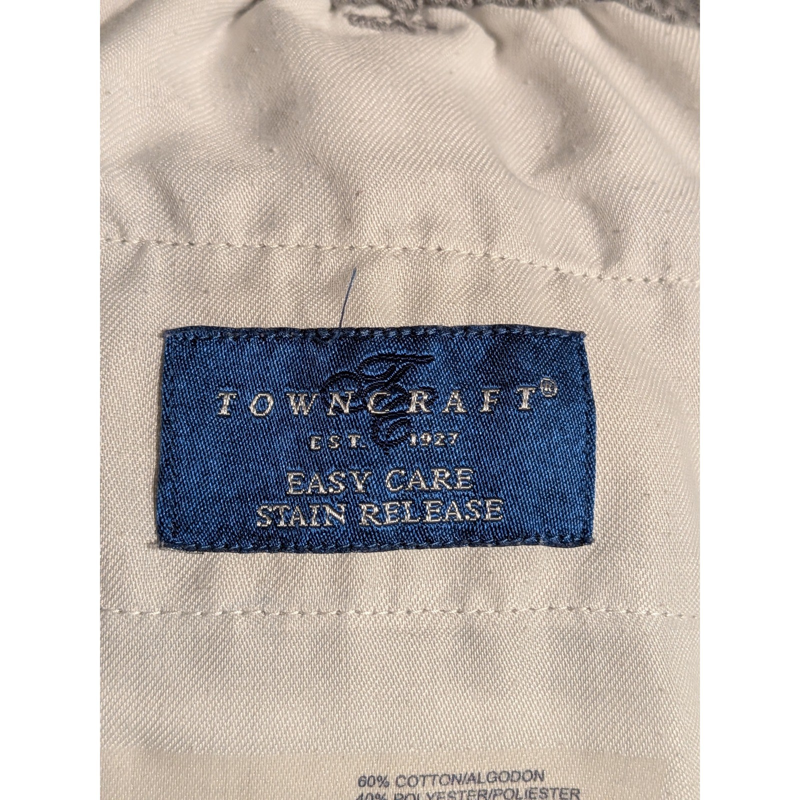 Towncraft Mens Light Gray Elastic Waist Easy Care Stain Release Chino Shorts 32W
